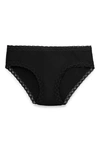 Natori Bliss Girl Comfortable Brief Panty Underwear With Lace Trim In Black