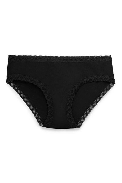 Natori Bliss Girl Comfortable Brief Panty Underwear With Lace Trim In Black