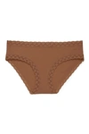 Natori Bliss Girl Comfortable Brief Panty Underwear With Lace Trim In Cinnamon