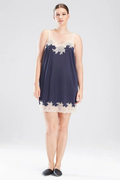 Natori Enchant Lace Trim Chemise In Night Blue/ Rose