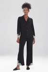 Natori Luxe Shangri-la Tencel™ Long Sleeve Notch Pajamas Set In Black