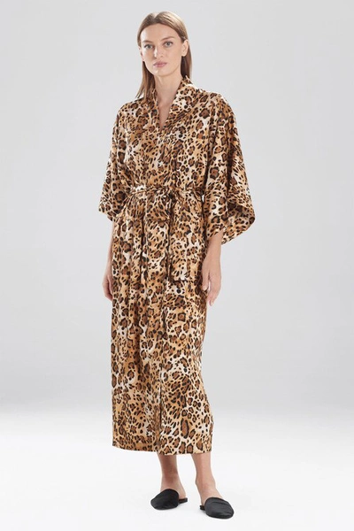 Natori Cheetah Wrap Robe In Frosted Café