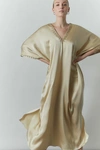 Josie Natori Natori Key Essentials Beaded Silk Caftan Dress In Golden Hour
