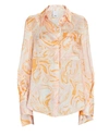 ACLER COLEMAN MARBLE SATIN BLOUSE,060082904993