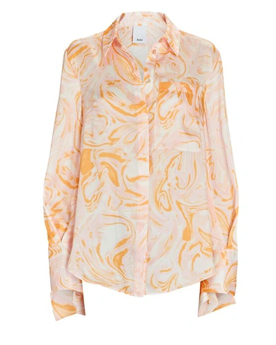 Acler Coleman Marble Satin Blouse In Multi