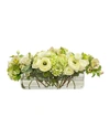 Winward Ranunculus Rose Faux Floral Arrangement In Rectangular Vase