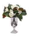 Winward Magnolia Faux Floral Arrangement In Striped Vase