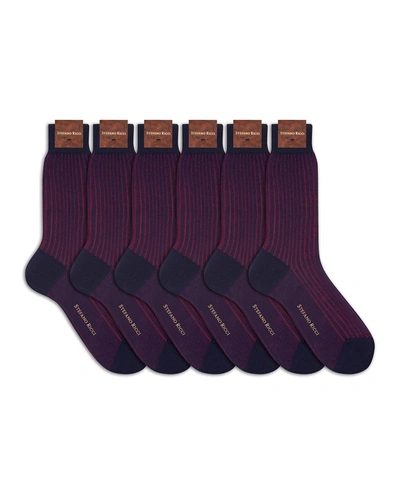 Stefano Ricci Men's 6-pack Cotton Socks In Red Stripes