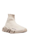 Balenciaga Women's Speed 2.0 Knit High Top Sock Sneakers In Sand/black