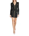 Balmain Mini Black Dress With Golden Buttons In Stretch Viscose Woman In Black
