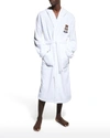 Moschino Mens White Branded Cotton-towelling Bathrobe Xl In White