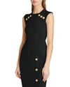 Balmain Button-embellished Ribbed-knit Tank In Black