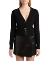 Versace Embellished Distressed Cashmere And Wool-blend Cardigan In Black