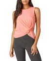 Beyond Yoga Front-twist Muscle Tank Top In Sunset Peach Soli