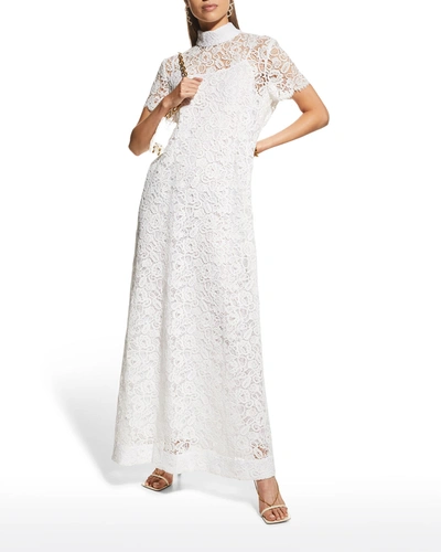 Staud Doris Embroidered Lace Maxi Dress In White | ModeSens