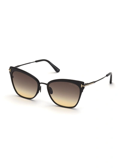 Tom Ford Faryn Dramatic Metal Cat-eye Sunglasses In Black