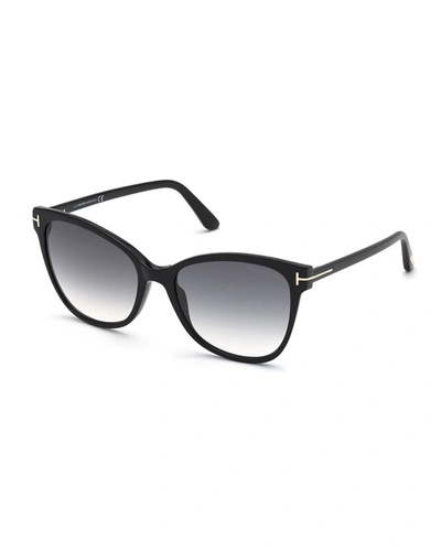 Tom Ford Ani 58mm Gradient Cat Eye Sunglasses In Black / Grey