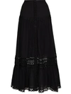Charo Ruiz Silke Floral-embroidery Tiered Skirt In Black