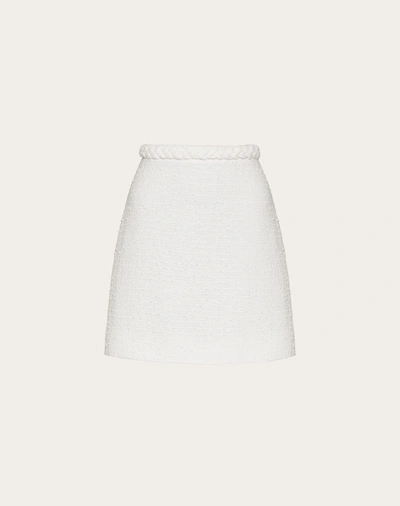 Valentino Pencil Skirt In Cotton Tweed In Optic White