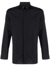 Givenchy Man Black Poplin Shirt With Metal Details In Black