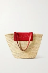 CHRISTIAN LOUBOUTIN LOUBISHORE WOVEN STRAW AND EMBOSSED LEATHER TOTE