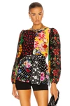 Dolce & Gabbana Belted Patchwork Silk-blend Crepe De Chine Blouse In Multi