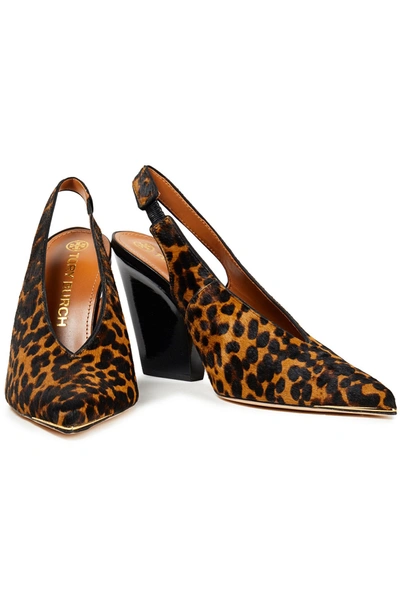 Tory Burch Lila Leopard-print Calf Hair Slingback Pumps In Animal Print