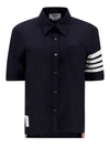 Thom Browne Logo Plaque Shirt In Blue In Blue