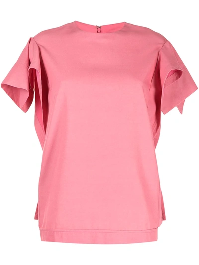 3.1 Phillip Lim / フィリップ リム Origami-sleeves Zipped T-shirt In Pink