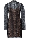 Alexander Wang Long-sleeved Lace Mini Dress In Black