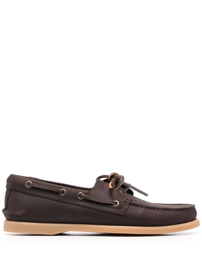 Scarosso Jude Boat Shoes In Brown - Nubuck
