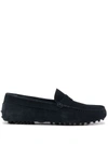 Scarosso Michael Suede Loafers In Blue Suede