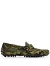 Scarosso James Camouflage-print Loafers In Green