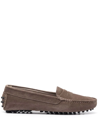 Scarosso Ashley Suede Loafers In Taupe - Suede