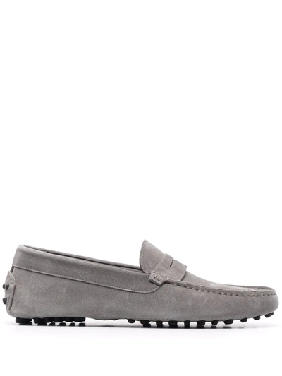 Scarosso Michael Suede Loafers In Grey