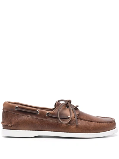 Scarosso Orlando Boat Shoes In Cigar Calf