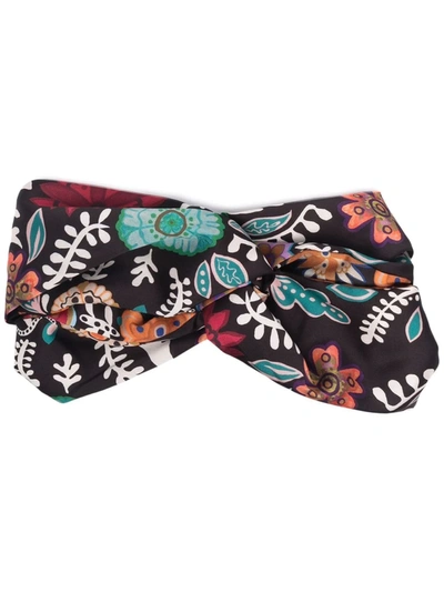 La Doublej Pinup Botanical-print Headband In Black