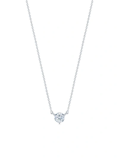 Kwiat Platinum Classic 3-prong Round Diamond Solitaire Pendant Necklace In Silver