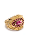 Aurelie Bidermann 18kt Yellow Gold Cashmere Rubellite, Ruby And Diamond Ring In Gold