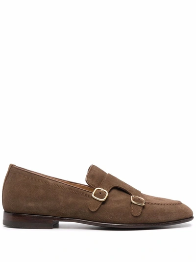 Scarosso Ernesto Monk Shoes In Tobacco Suede