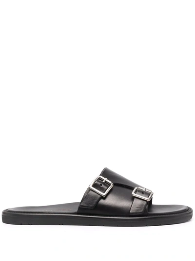 Scarosso Constantino Buckled Sandals In Black - Calf