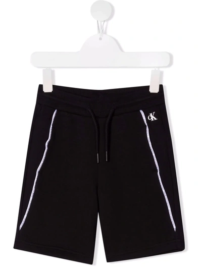 Calvin Klein Kids' Logo Tape Track Shorts In Black