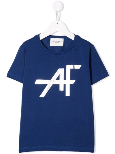 Alberta Ferretti Kids' Logo-print Cotton T-shirt In Blue