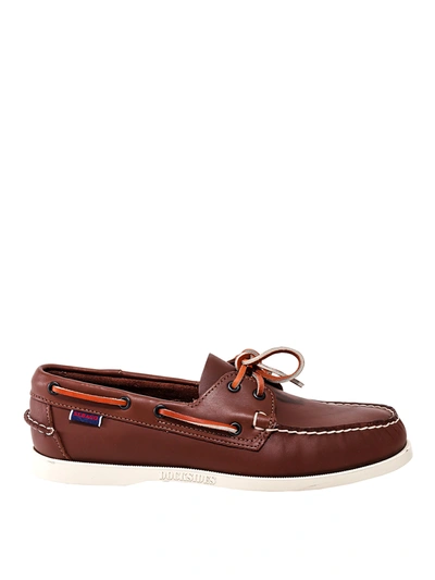 Sebago Front Lace-up Detail Boat Shoes In Brown