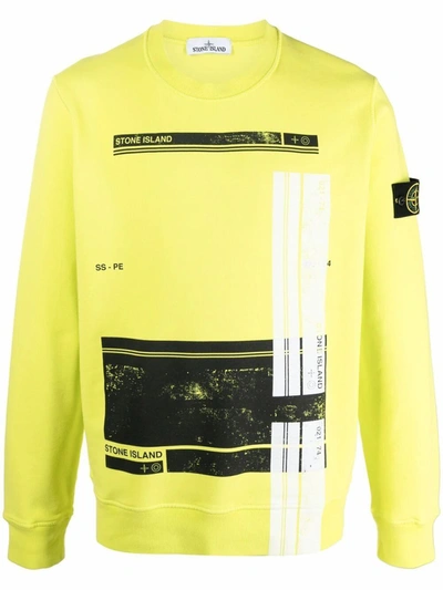 Stone Island Block One Logo-graphic Sweatshirt In Yellow