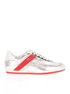 CHRISTIAN LOUBOUTIN MY K LOW SNEAKERS IN SILVER COLOR AND RED