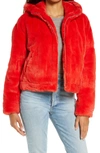 Ugg Mandy Faux Fur Hooded Jacket In Blaze