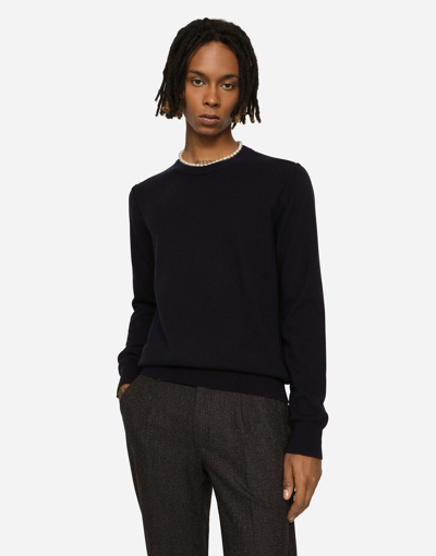 Dolce & Gabbana Cashmere Round-neck Jumper In Blue