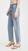 Agolde Lana Crop Mid Rise Vintage Straight Jeans In Emulsion