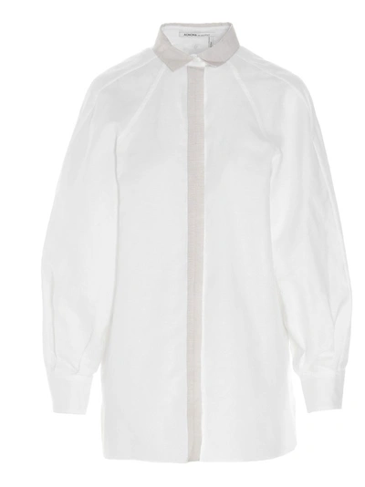 Agnona Contrast Trim Shirt In White